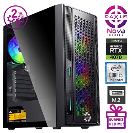 RaXius Nova G1 i5 4070-14FF i5-14400F 32GB 512SSD RTX4070 FreeDOS Gaming Masaüstü Bilgisayar