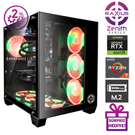 RaXius Zenith Z1 R7 4060Ti-77A016 Ryzen7 7700 64GB 2TBSSD RTX4060Ti 8 GB W11P Gaming Masaüstü Bilgisayar