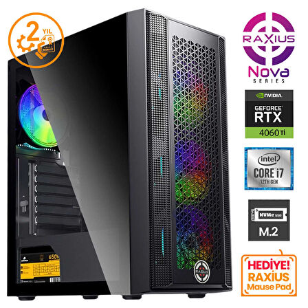 RaXius Nova G1 i7 4060TI-27F01 i7-12700F 16GB 512SSD RTX4060Ti FreeDOS Gaming Masaüstü Bilgisayar