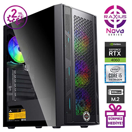 RaXius Nova G1 i5 4060-144A1 i5-14400F 16GB 512SSD RTX4060 FreeDOS Gaming Masaüstü Bilgisayar