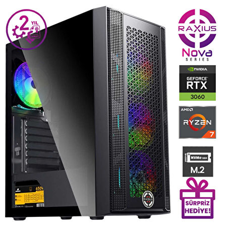 RaXius Nova G1 R7 3060-57X10 Ryzen7 5700X 32GB 512SSD RTX3060 W11P Gaming Masaüstü Bilgisayar