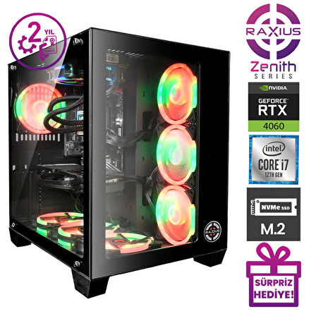 RaXius Zenith Z1 i7 4060-127F03 i7-12700F 16GB 2TBSSD RTX4060 FreeDOS Gaming Masaüstü Bilgisayar