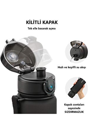 Uzspace  800ml -Yeni Ebat-Boy 25 cm-Tritan Su Matarası Bpa Koku Sızdırma Yok 