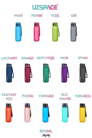 Uzspace  800ml -Yeni Ebat-Boy 25 cm-Tritan Su Matarası Bpa Koku Sızdırma Yok 