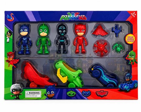 PJ Masks Araçlı Figür Oyun Seti | 4 Figür, 3 Araç ve Aksesuarlar