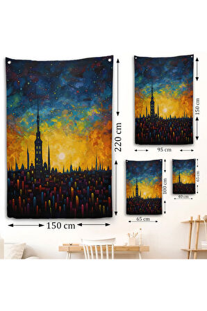 Günbatımı Şehir Manzarası Duvar Örtüsü-7998