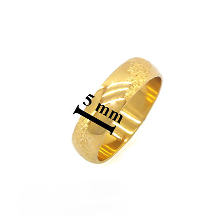 Çelik Yüzük Alyans Simli Altın Kaplama YZK-285