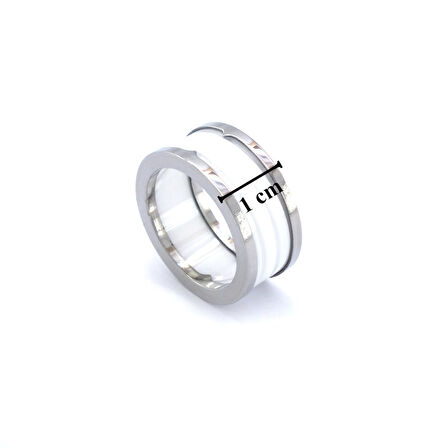 Çelik Alyans Yüzük Beyaz Detaylı YZK-289