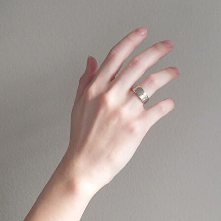 Çelik Alyans Yüzük Altın Kaplama Çift Renkli YZK-297