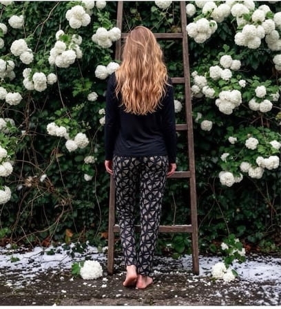 Pijamoni Kadın Sofya Kumaş Bisiklet Yaka Pijama Takımı