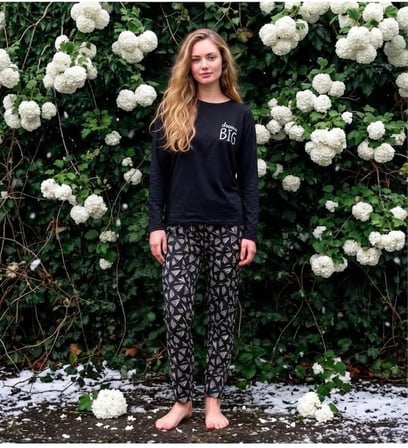 Pijamoni Kadın Sofya Kumaş Bisiklet Yaka Pijama Takımı