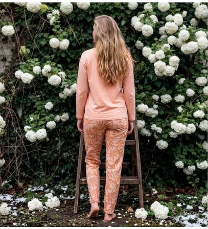 Pijamoni Kadın Sofya Kumaş Bisiklet Yaka Pijama Takımı
