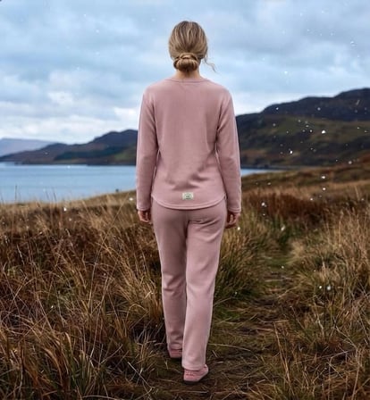 Pijamoni Kadın Waffle Kumaş Bisiklet Yaka Uzun Kollu Pijama Takımı
