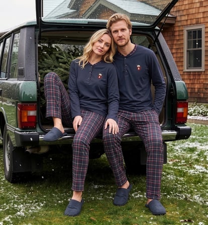 Pijamoni Kadın Pamuksoft Yaka  Düğmeli Pijama Takımı 6510-Kadın