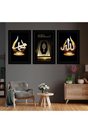GÜMÜŞ AYNALI PLEKSİ ÇERÇEVELİ SOYUT ALTIN RENKLİ DOLUNAY TABLOSU
