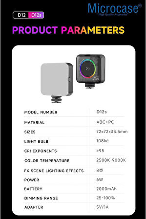 Microcase Şarjlı Çok Fonksiyonlu Ayarlanabilir Ürün Çekim Işığı Softbox Fotoğraf Stüdyo Cep Ledi - SİYAH AL4871
