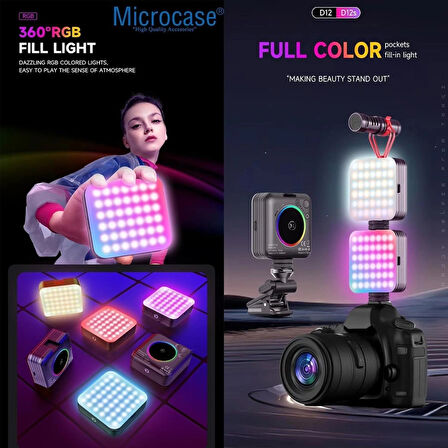 Microcase Şarjlı Çok Fonksiyonlu Ayarlanabilir Ürün Çekim Işığı Softbox Fotoğraf Stüdyo Cep Ledi - SİYAH AL4871