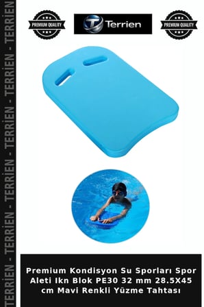 Premium Kondisyon Su Sporları Spor Aleti Ikn Blok PE30 32 mm 28.5X45 cm Mavi Renkli Yüzme Tahtası