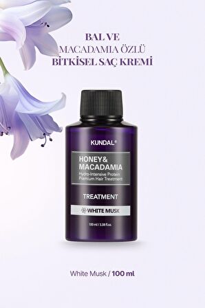 Protein Destekli Besleyici Saç Kremi Kundal Honey&Macadamia Protein Treatment 100ml (White Musk)