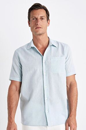 DeFacto Regular Fit Yazlık Polo Yaka Basic Düz Kısa Kollu Gömlek D4497AX24SMTR284