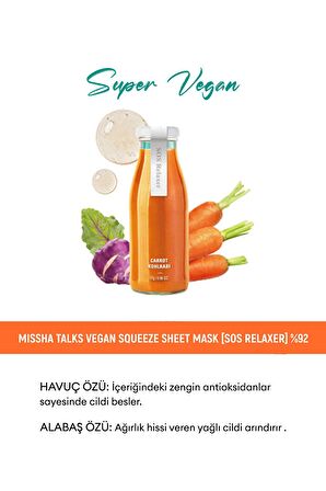 Hassas Ciltler İçin Stres Karşıtı Vegan Yaprak Maske Talks Vegan Squeeze Sheet Mask (Sos Relaxer)