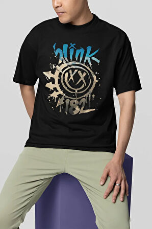 Blink 182 Gülen Yüz Baskılı Unisex Oversize Tişört