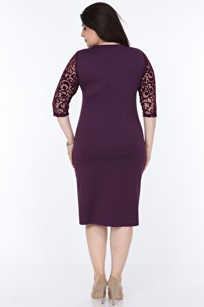 Mor Floklu Elbise 7A-1033