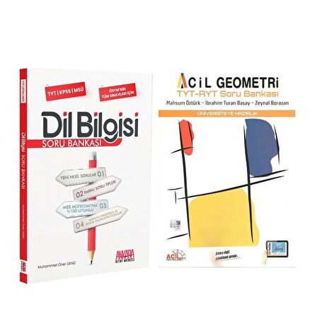 Acil TYT AYT Geometri ve AKM Dil Bilgisi Soru Bankası Seti 2 Kitap