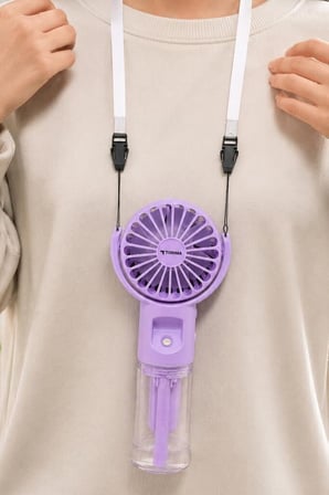 Soğuk Buhar El Fanı Taşınabilir Vantilatör Şarjlı Su Buharlı Mini Masa Fan F13 Mor