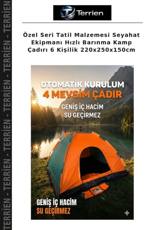 Özel Seri Tatil Malzemesi Seyahat Ekipmanı Hızlı Barınma Kamp Çadırı 6 Kişilik 220x250x150cm