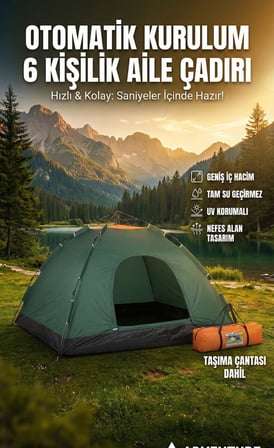 Özel Seri Tatil Malzemesi Seyahat Ekipmanı Hızlı Barınma Kamp Çadırı 6 Kişilik 220x250x150cm