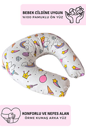 Emzirme Yastığı | Çift Taraflı, Unicorn Desen, Destek Yastığı Model