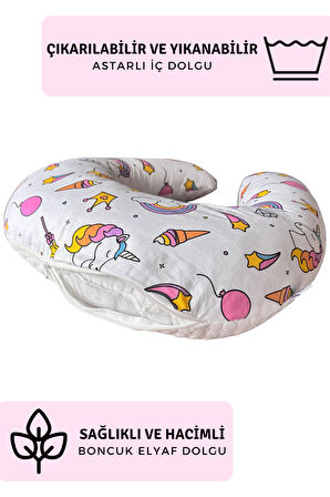 Emzirme Yastığı | Çift Taraflı, Unicorn Desen, Destek Yastığı Model