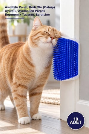 10 Adet Kedi Kaşınma Aparatı – Asılabilir Panel, Kedi Otu (Catnip) Uyumlu, Ayrılabilen Parçalı Ergonomik Tasarım, Scratcher