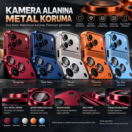Premium Metal Lens Koruyucu iPhone 17/18 Pro Max ile Uyumlu