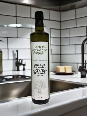 Naturel Sızma Soğuk Sıkım Olgun Hasat Mut Zeytinyağı Cam Şişe 750 ML