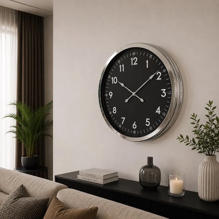 Krom Standart Dekoratif 60 x 60 Cm Duvar Saati iegxx