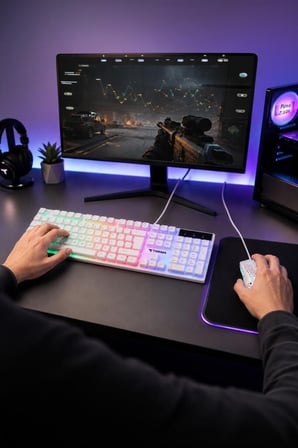 Aydınlatmalı Oyun Odası Oyuncu Rgb Işıklı Kablolu Q Klavye Ve Mouse Seti TMK03 Beyaz