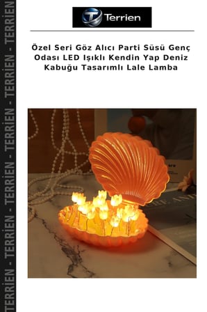 Özel Seri Göz Alıcı Parti Süsü Genç Odası LED Işıklı Kendin Yap Deniz Kabuğu Tasarımlı Lale Lamba
