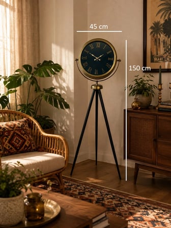Eskitme Antique Aynalı Tripod 150 x 45 Cm Ayaklı Saat iegxx