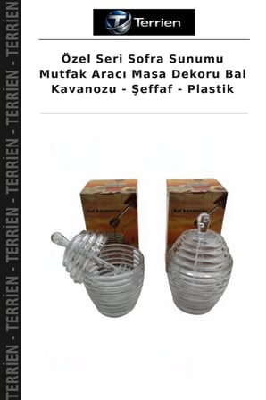 Özel Seri Sofra Sunumu Mutfak Aracı Masa Dekoru Bal Kavanozu - Şeffaf - Plastik