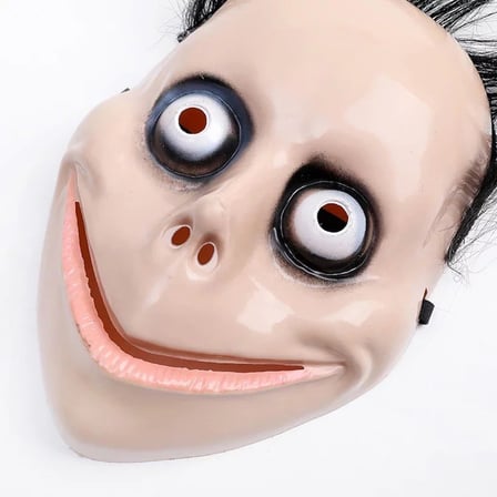 Premium Genç Eğlencesi Popüler Maske Kostüm Tamamlayıcısı Saçlı Momo Korku Maskesi 24x16 cm