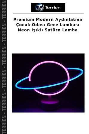 Premium Modern Aydınlatma Çocuk Odası Gece Lambası Neon Işıklı Satürn Lamba