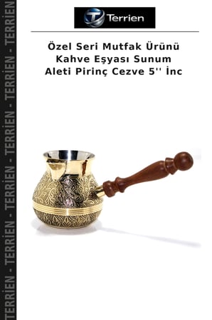 Özel Seri Mutfak Ürünü Kahve Eşyası Sunum Aleti Pirinç Cezve 5'' İnc