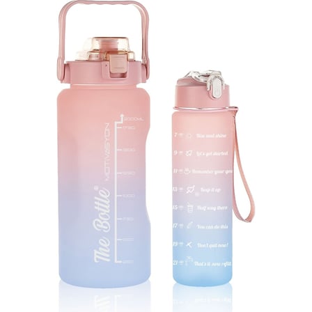 Özel Seri Ofis Suluğu Su İçme Büyük Matara Motivasyonel Suluk Seti 2000 ml. Ve 900 ml.