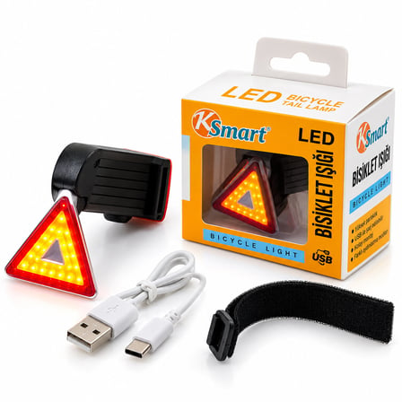 BİSİKLET FENERİ LED USB ŞARJLI 4 FONKSİYONLU - SİNYAL IŞIK K-1176 (5671) gotlthmngoxx