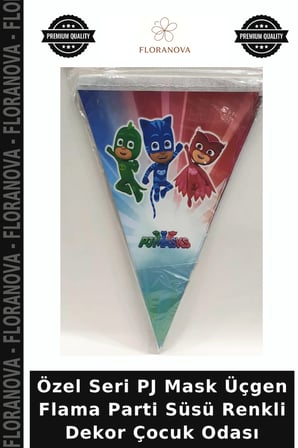 Özel Seri PJ Mask Üçgen Flama Parti Süsü Renkli Dekor Çocuk Odası