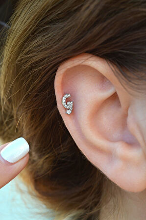 G Harfi Piercing Gümüş Renkli Harf Piercing G