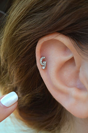 G Harfi Piercing Gümüş Renkli Harf Piercing G