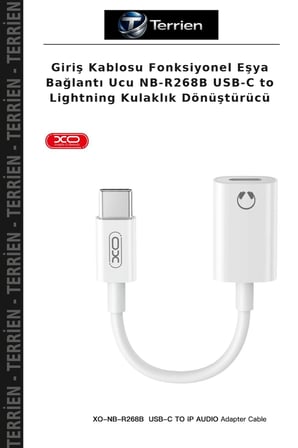 Giriş Kablosu Fonksiyonel Eşya Bağlantı Ucu NB-R268B USB-C to Lightning Kulaklık Dönüştürücü